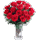 50 rote Rosen in Vase